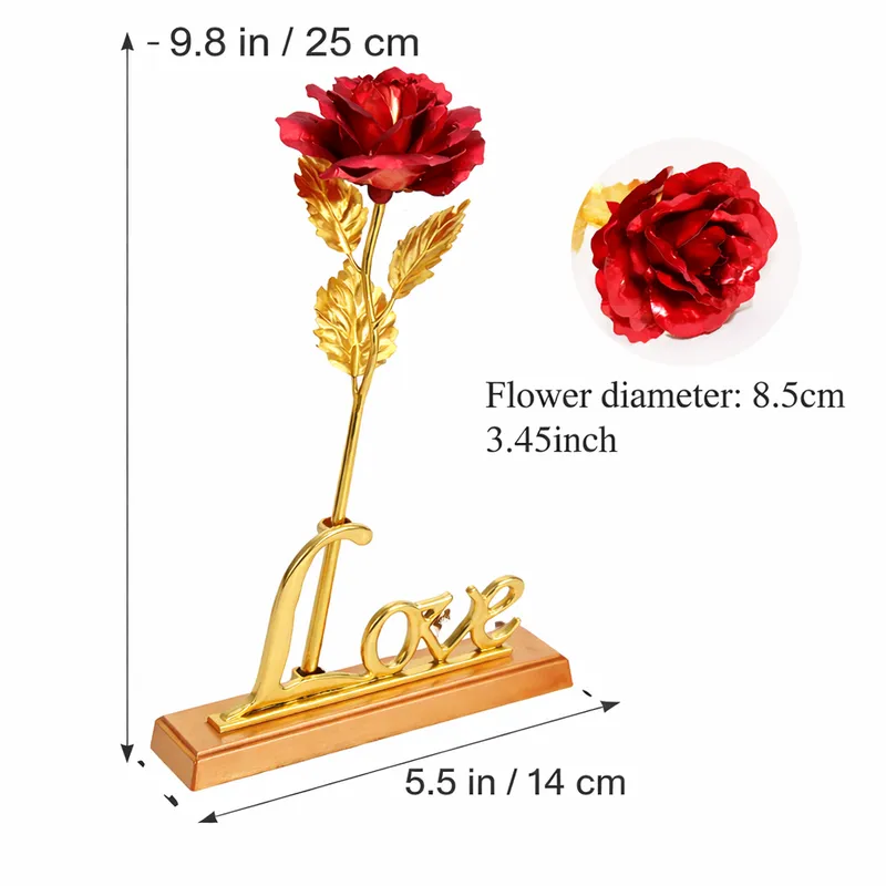 24K Gold Plated Artificial Rose with Stand | Romantic Eternal Rose Gift in Premium Box for Valentine, Anniversary & Special Occasions