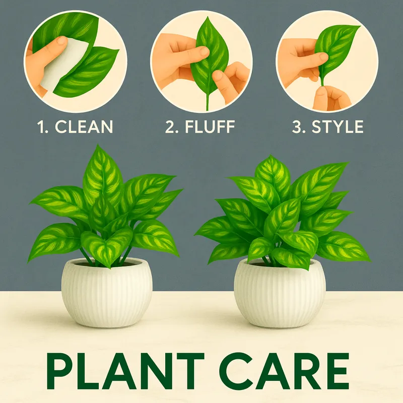 Artificial Potted Plant with Ceramic Pot | Mini Green Indoor Plant for Home Décor