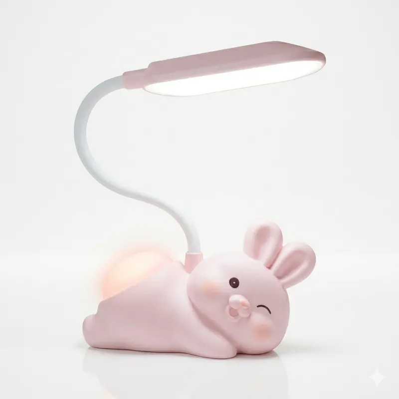 Cute Bunny LED Study Lamp | USB Rechargeable Eye-Caring Desk Lamp with Flexible Neck