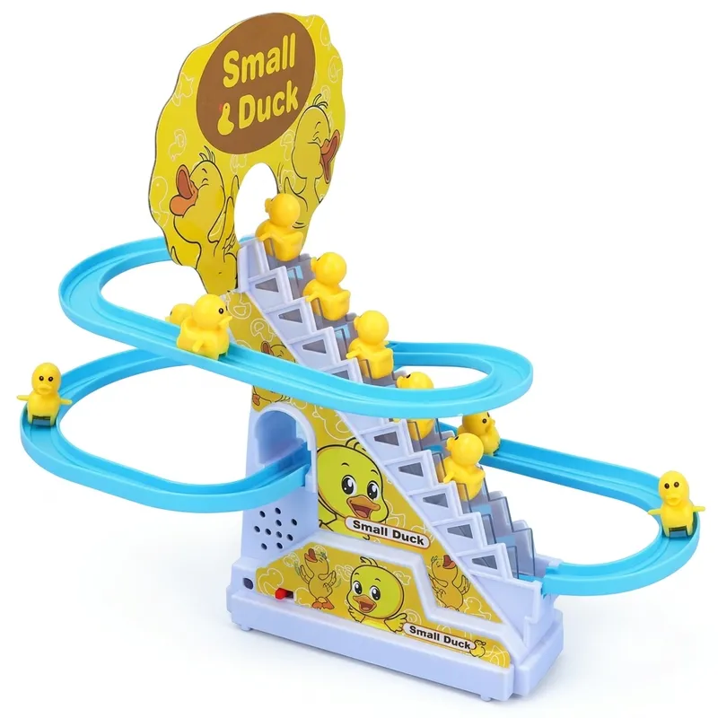 Duck Climbing Stairs Toy with Music & Lights | Electric Duck Slide Toy for Kids | Automatic Ladder Track Toy (Battery Operated)