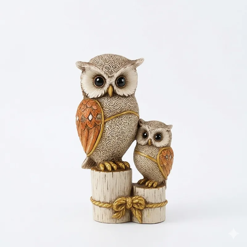 Handcrafted Owl Figurine Showpiece for Home Décor | Decorative Resin Owl Statue