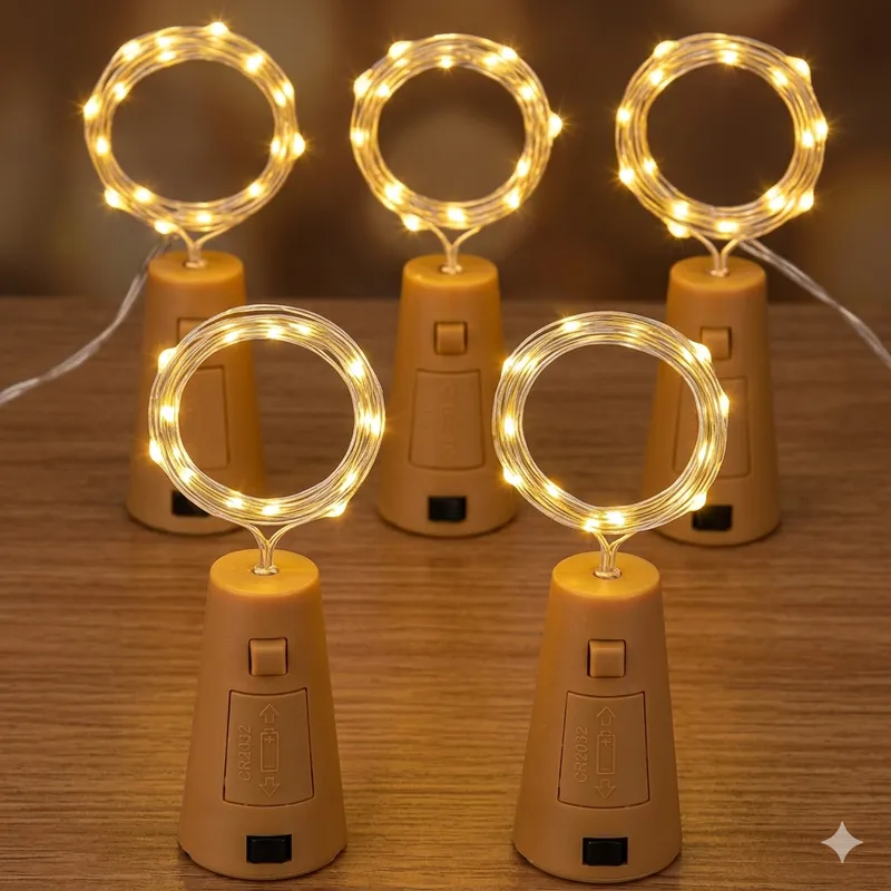 LED Bottle Cork String Lights | Warm White Fairy Lights for Wine Bottles