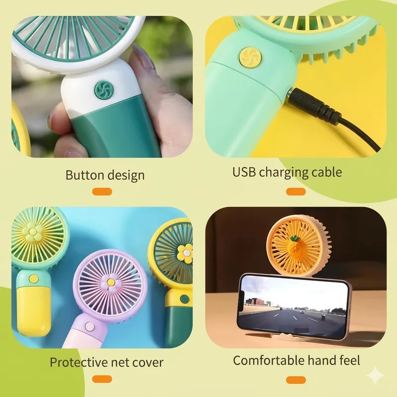 Portable Mini Handheld Fan USB Rechargeable | 3-Speed Personal Cooling Fan with Stand