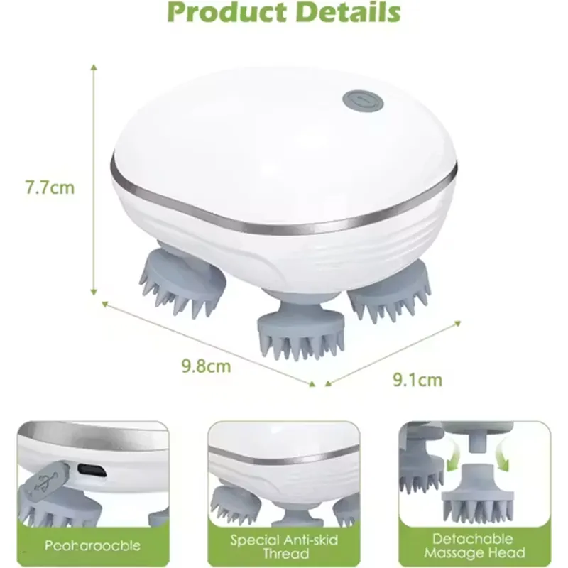 Smart Electric Body Massager – 4D Rotating Heads, Waterproof & USB Rechargeable Deep Tissue Relaxation Device