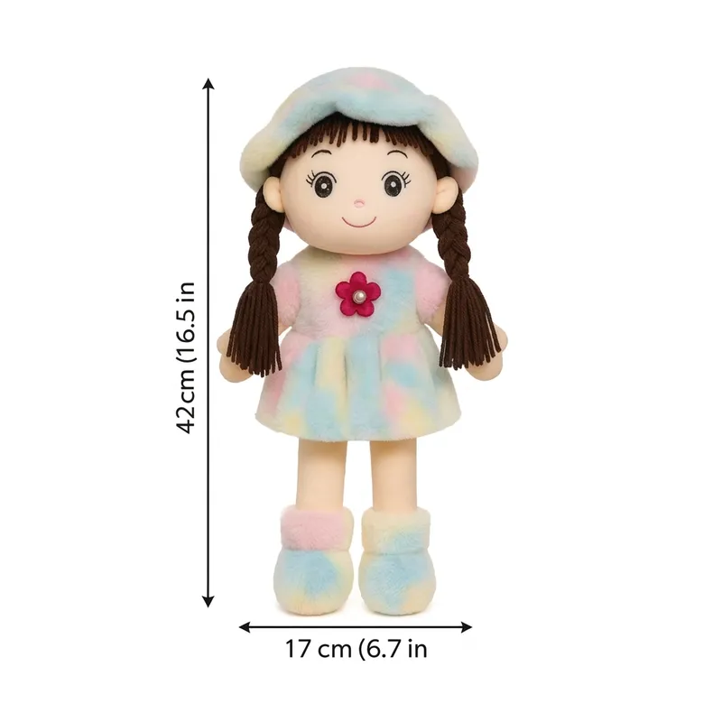 Soft Plush Doll for Kids (42 cm) – Cute Girl Stuffed Toy with Braided Hair