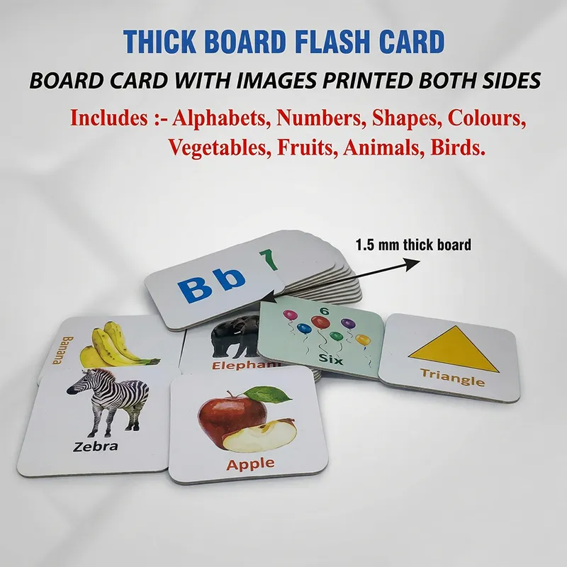 All-in-One Educational Flash Cards for Kids | Alphabet, Numbers, Shapes, Colours, Animals, Fruits Learning Cards