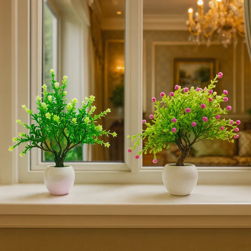 Artificial Bonsai Plant with Pot – Mini Decorative Fake Plants for Home & Office Table Décor