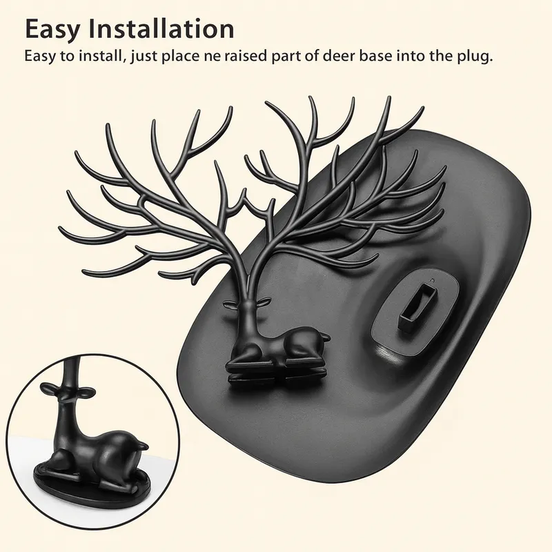 Deer Tree Jewelry Organizer Stand | Necklace Holder & Earring Display Rack