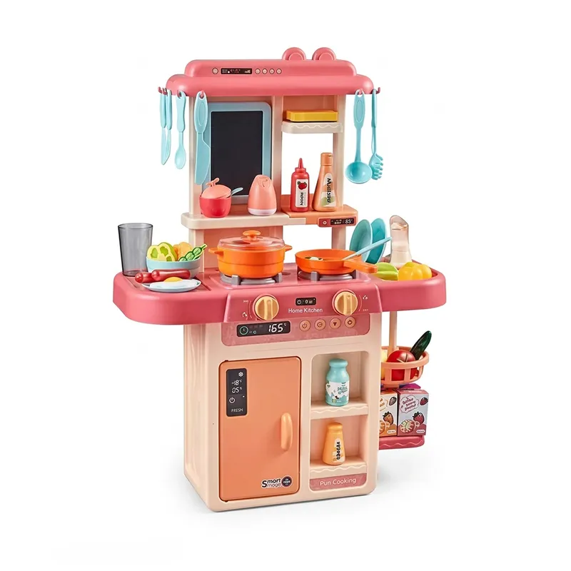 Kids Kitchen Play Set with Water & Steam Effect | Pretend Play Cooking Toy Set with Utensils
