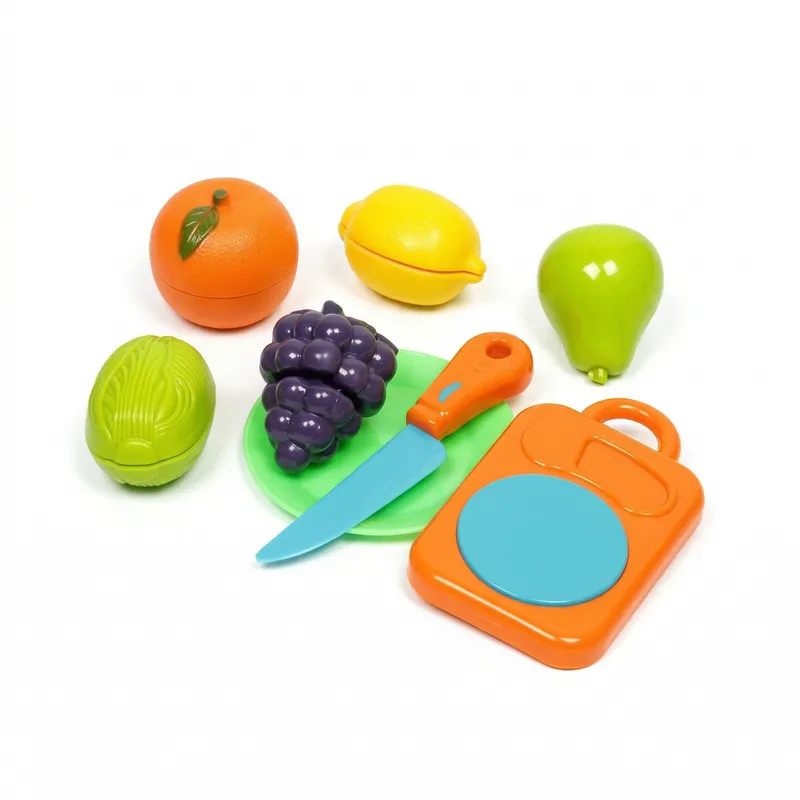 Kids Pretend Play Cutting Fruits & Vegetables Set with Knife & Chopping Board