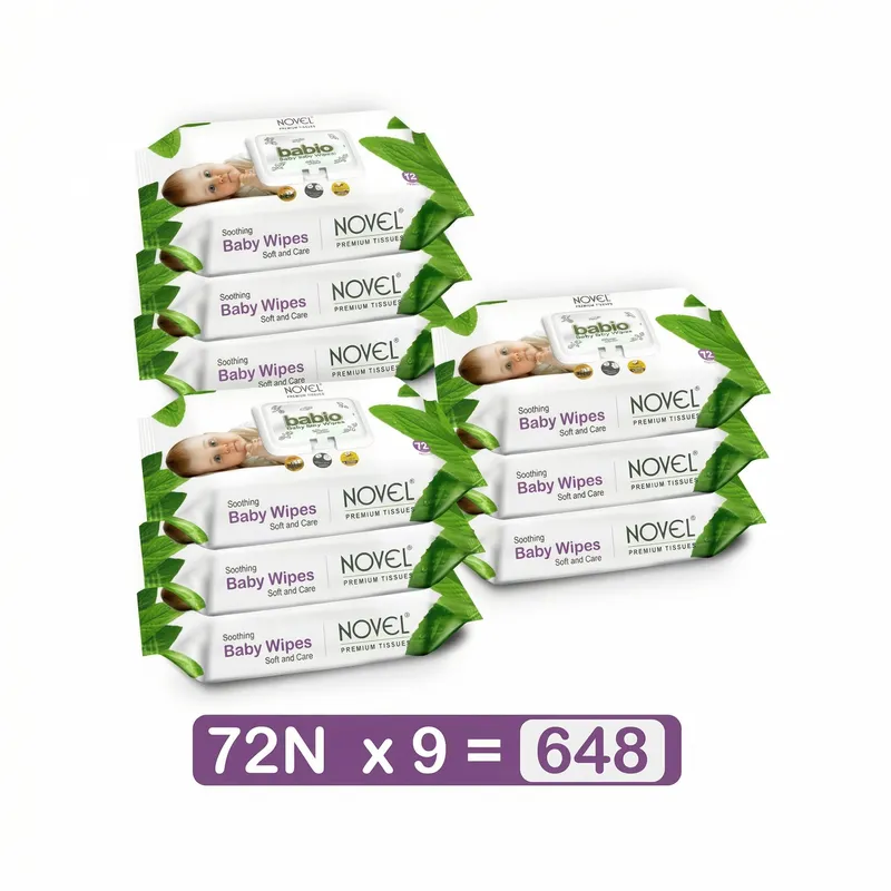 Premium Baby Wipes with Vitamin E | Extra Thick & Soft | Gentle Skin Care | 72 Pulls Pack (Pack of 9)
