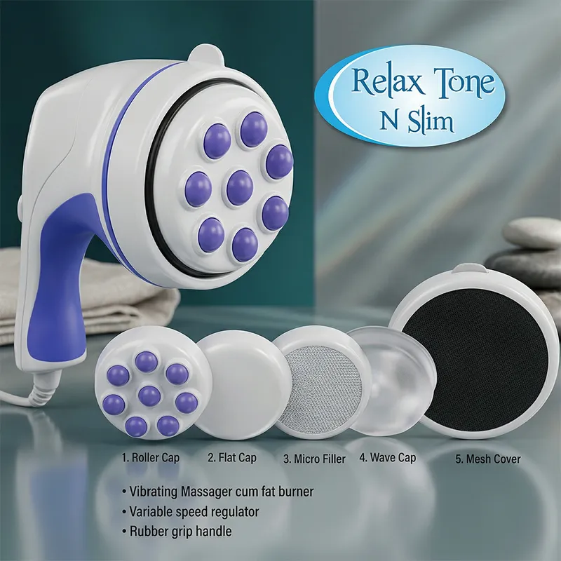 Relax Tone N Slim Electric Body Massager Machine with 5 Interchangeable Heads